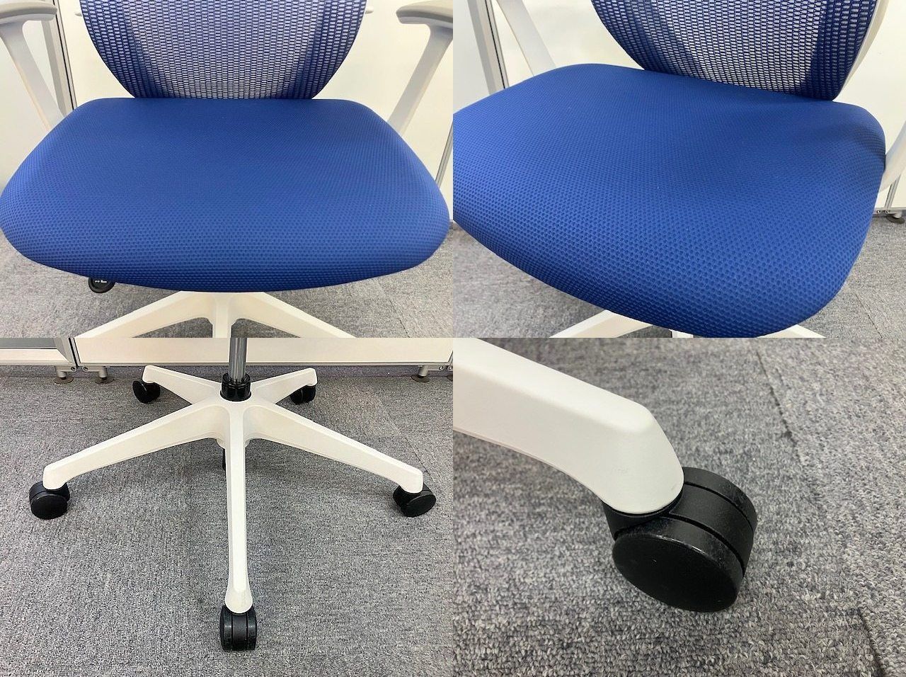【東京都限定送料2200円も可】オカムラ　シルフィーチェア　ハイバック　固定肘　メッシュ　ミディアムブルー　2021年製　在宅