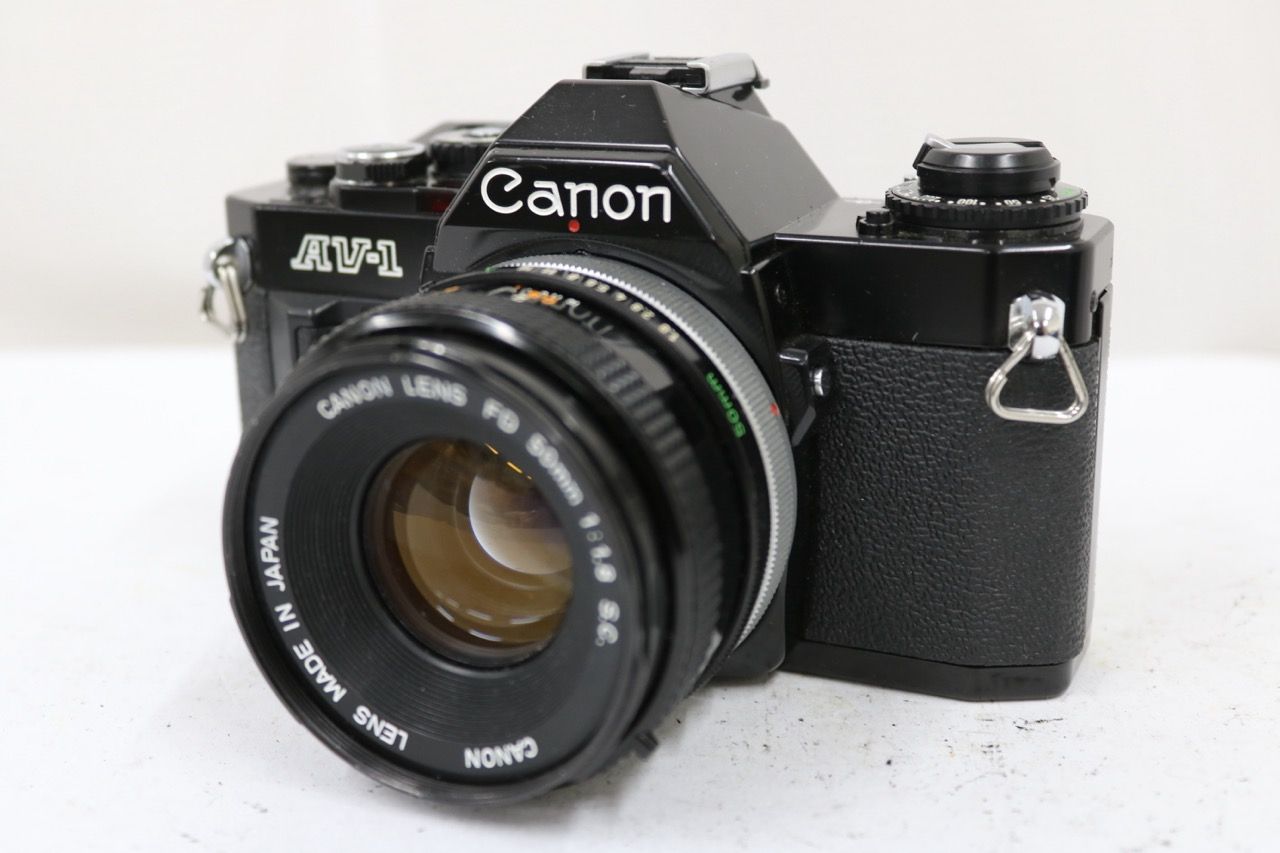 【返品保証】 キャノン Canon AV-1 ブラック FD S.C. 50mm F1.8 ボディレンズセット e13120