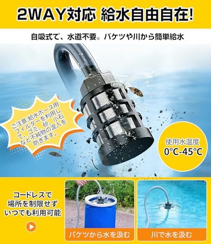 高圧洗浄機 コードレス 小型 軽量 9Mpa 強力噴射 5-in-1多機能ノズル 自吸式 水道接続不要 高性能バッテリー 充電式 ハンディ 洗車機 家庭用 洗車用品 庭/ベランダ/年末大掃除 超軽量 低騒音 女性や高齢者 初心者向け コンパク 3265fb27