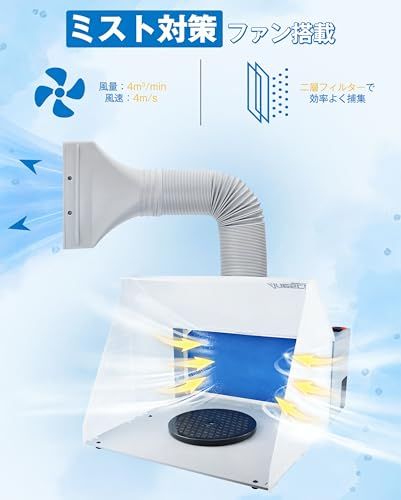 Anesty 塗装ブース スプレーブース 入門用 ペインティングブース ファン搭載 延長ダクトホース・交換フィルター1枚付 コンパクト収納koe 3394beb9