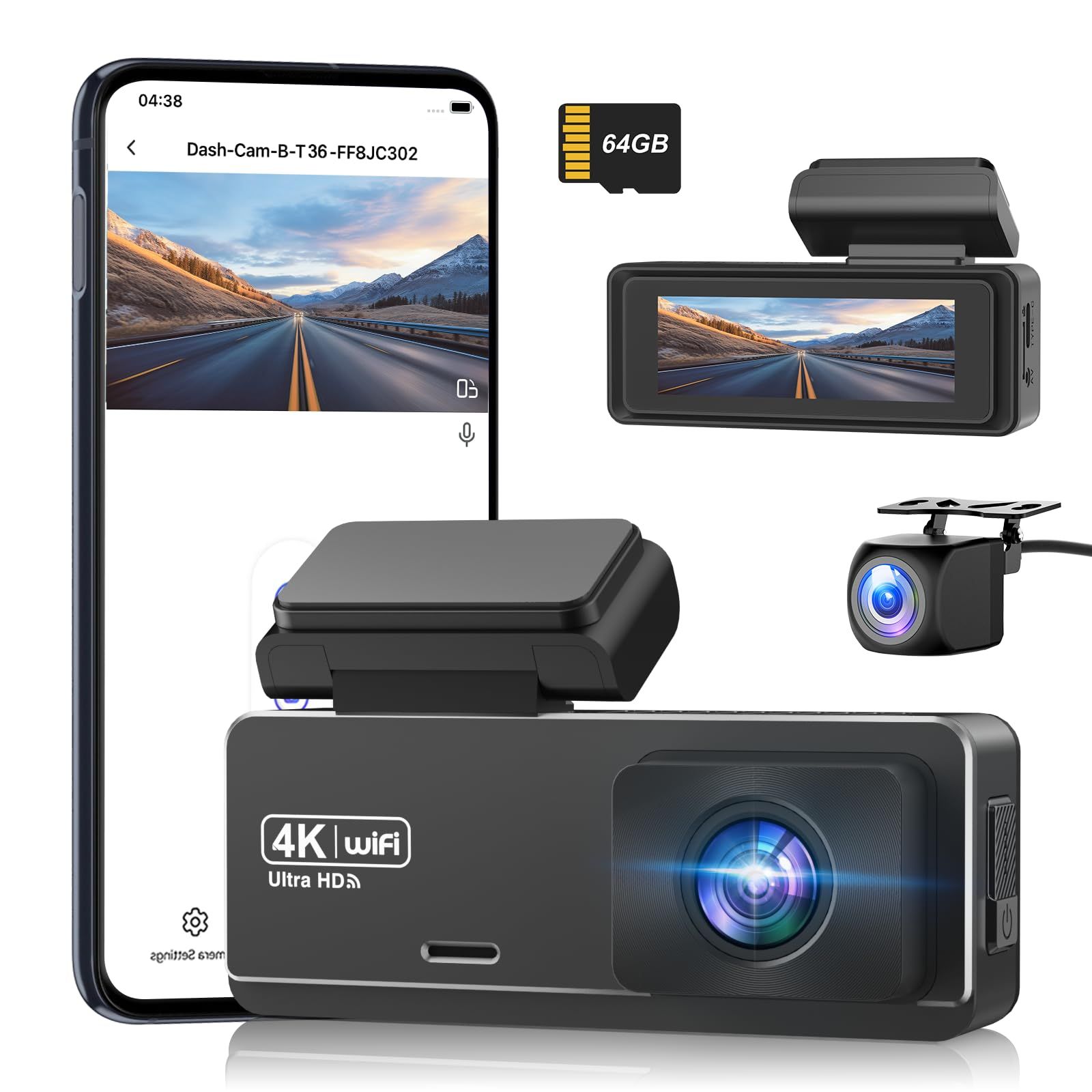CHORTAU ドライブレコーダー ドラレコ 前後カメラ 4K UHD 800万画素+1080PフルHD HDR/WDR補正 5GWIFI 超強暗視 170度広角視野 64GBカード付き F1.8大口径レンズ LED信号機対策 エコ省電力 自 8444b1a6 CHORTAU ドライブレコーダー ドラレコ 前後カメラ 4K UHD 800万画素+1080PフルHD HDR/WDR補正 5GWIFI 超強暗視 170度広角視野 64GBカード付き F1.8大口径レンズ LED信号機対策 エコ省電力 自 8444b1a6