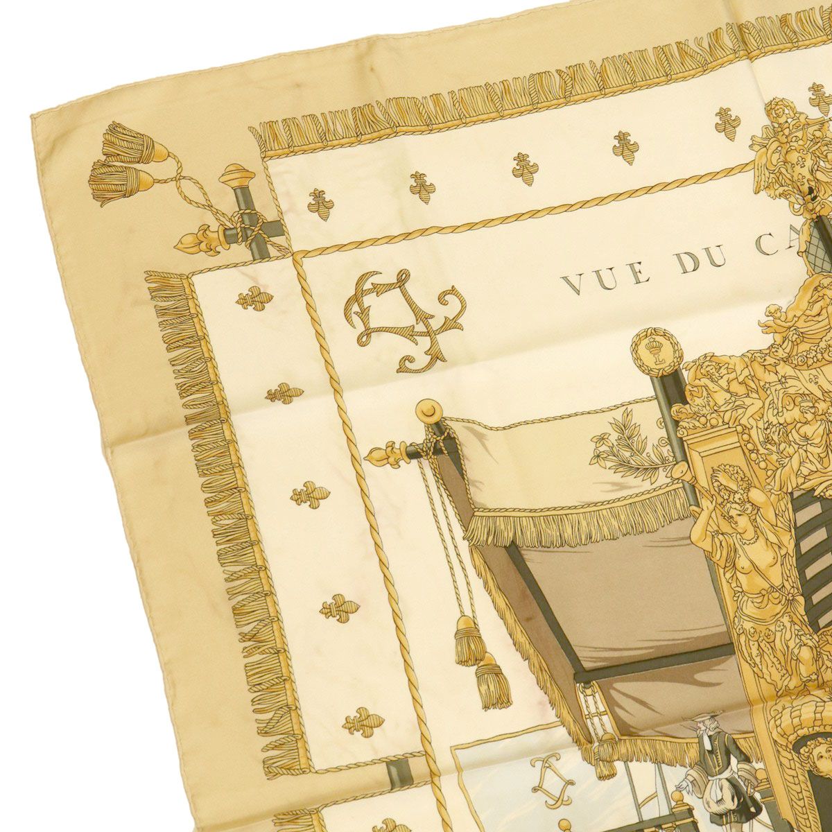 HERMES エルメス カレ90 スカーフ VUE DU CAROSSE DE クイーンの戴冠式 シルク ベージュ レディース HERMES エルメス カレ90 スカーフ VUE DU CAROSSE DE クイーンの戴冠式 シルク ベージュ レディース