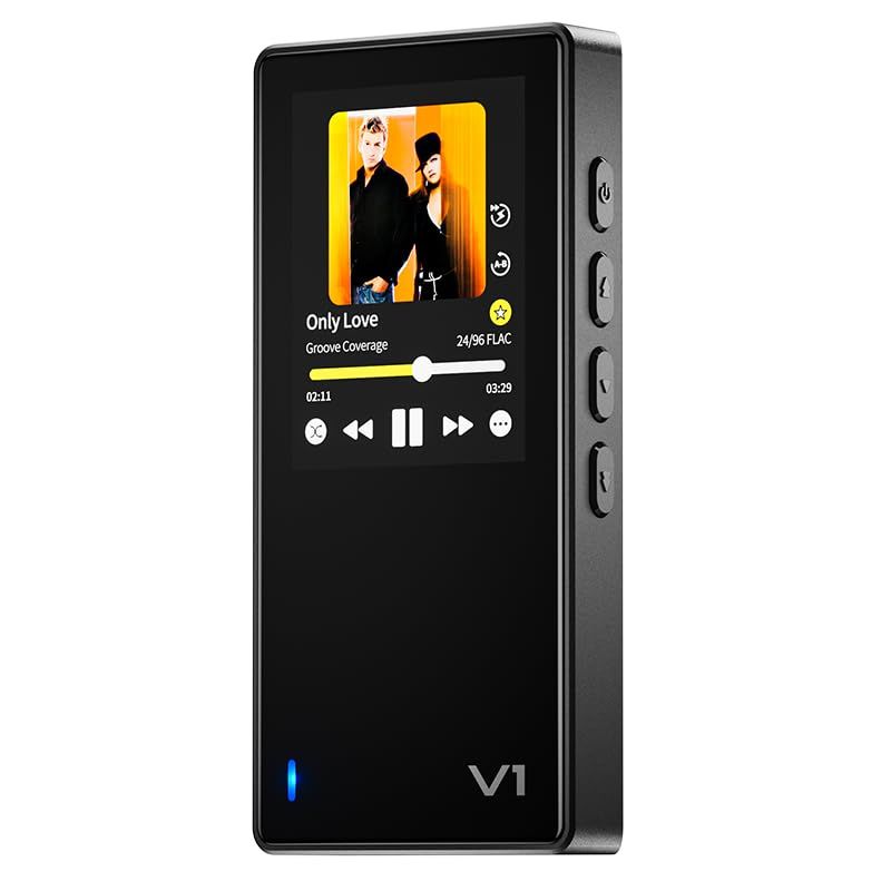 TempoTec Variations V1 ポータブルHiFi音楽プレーヤー、双方向Bluetooth 5.1搭載デジタルオーディオプレーヤー。4.4mm＆3.5mmヘッドフォン端子+黒い背部クリップ/ 09c6b567