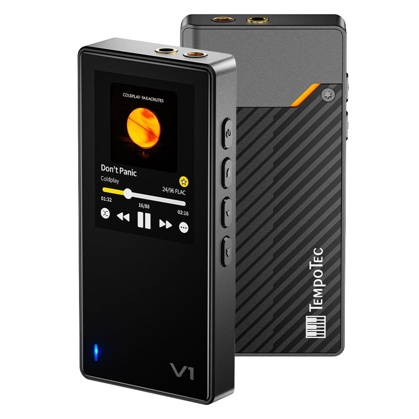 TempoTec Variations V1 ポータブルHiFi音楽プレーヤー、双方向Bluetooth 5.1搭載デジタルオーディオプレーヤー。4.4mm＆3.5mmヘッドフォン端子+黒い背部クリップ/ 09c6b567