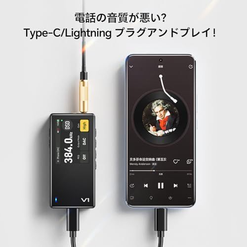 TempoTec Variations V1 ポータブルHiFi音楽プレーヤー、双方向Bluetooth 5.1搭載デジタルオーディオプレーヤー。4.4mm＆3.5mmヘッドフォン端子+黒い背部クリップ/ 09c6b567