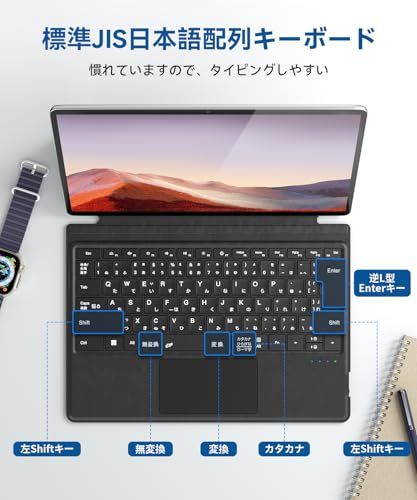 Omikamo サーフェス プロ キーボード ワイヤレス Surface Pro 3/4/5/6/7/7+対応 JIS標準日本語配列 Surface キーボードBluetooth 5.3 トラックパッド付き Typ-C充電式 カバー兼用 薄型 a90229f3