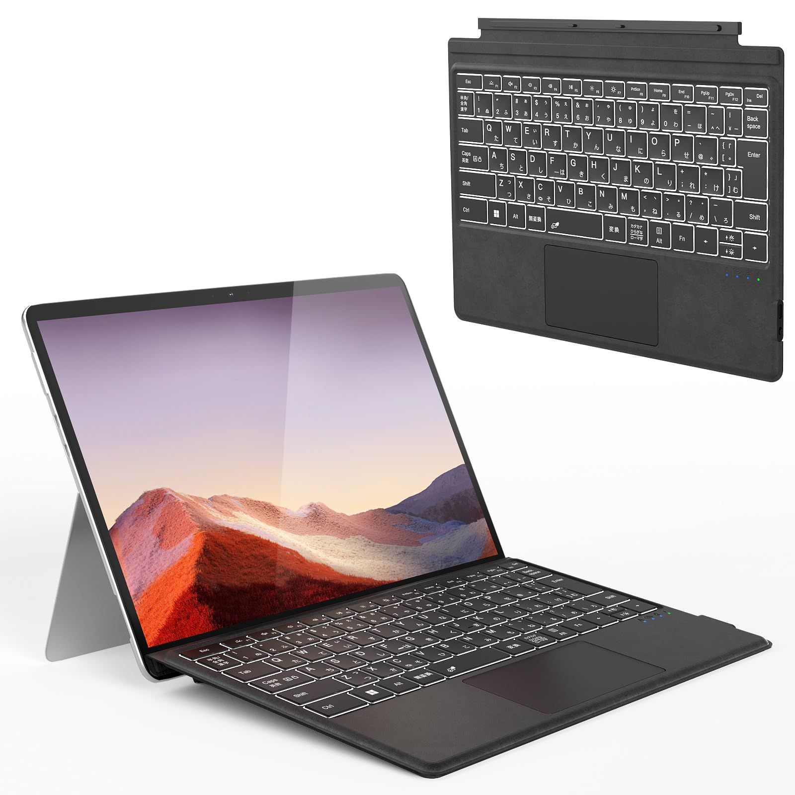 Omikamo サーフェス プロ キーボード ワイヤレス Surface Pro 3/4/5/6/7/7+対応 JIS標準日本語配列 Surface キーボードBluetooth 5.3 トラックパッド付き Typ-C充電式 カバー兼用 薄型 a90229f3