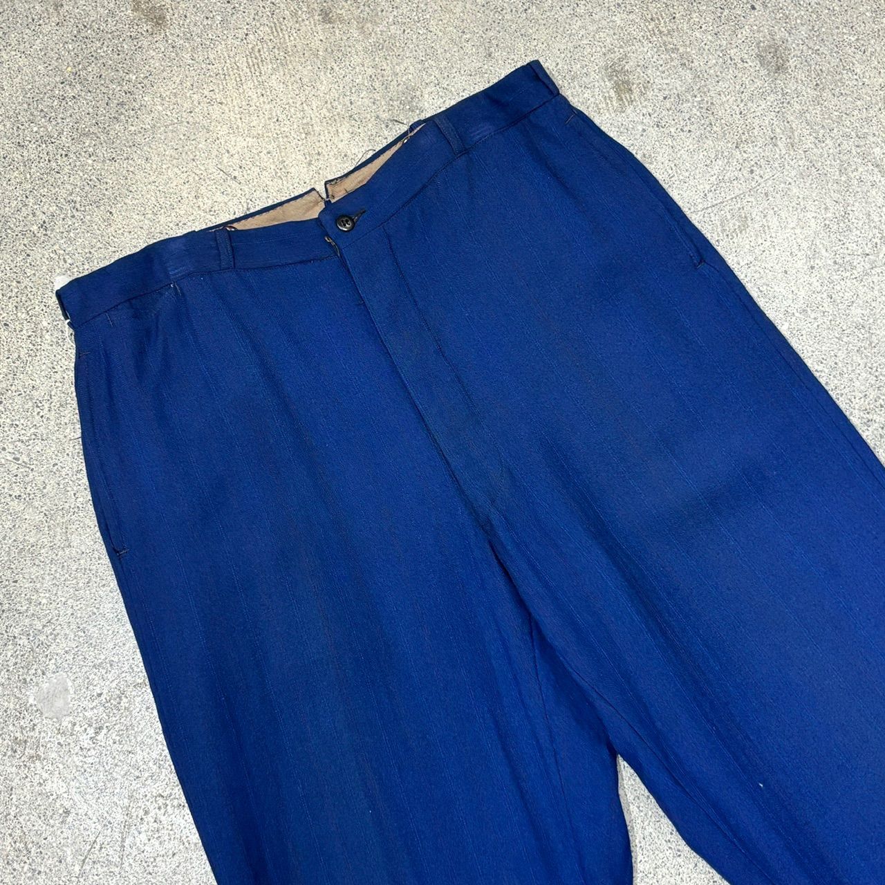 【Unknown】30～50s NAVY Rayon Gabardine Slacks W34 L30 