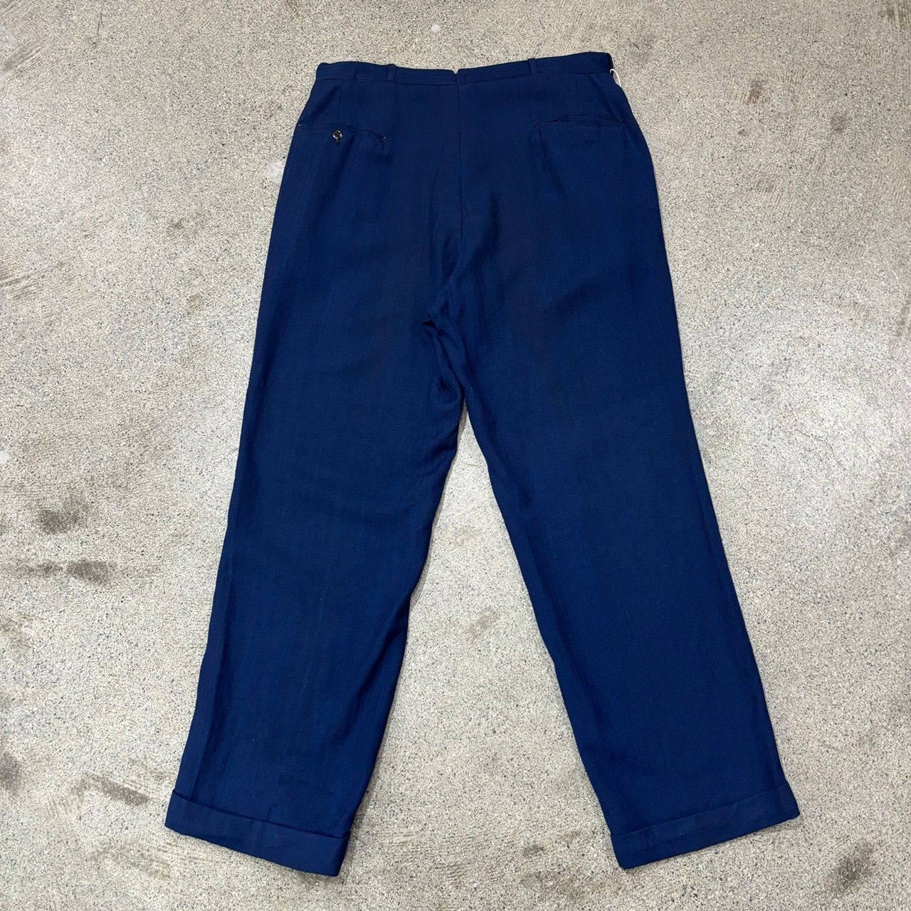 【Unknown】30~50s NAVY Rayon Gabardine Slacks W34 L30 【Unknown】30~50s NAVY Rayon Gabardine Slacks W34 L30