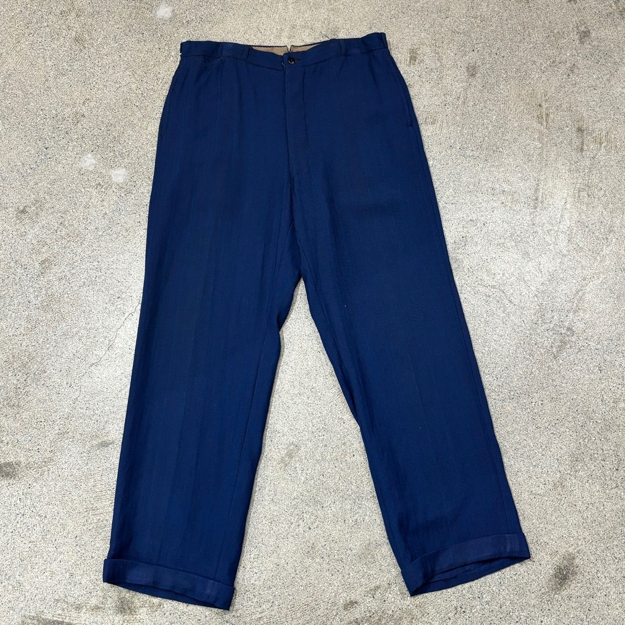 【Unknown】30~50s NAVY Rayon Gabardine Slacks W34 L30 【Unknown】30~50s NAVY Rayon Gabardine Slacks W34 L30
