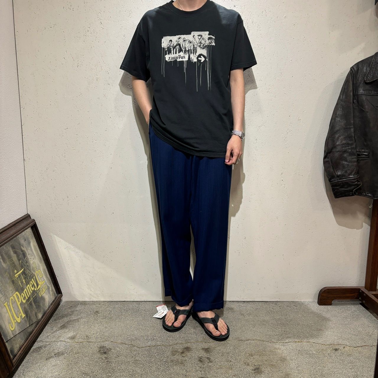 【Unknown】30~50s NAVY Rayon Gabardine Slacks W34 L30 【Unknown】30~50s NAVY Rayon Gabardine Slacks W34 L30