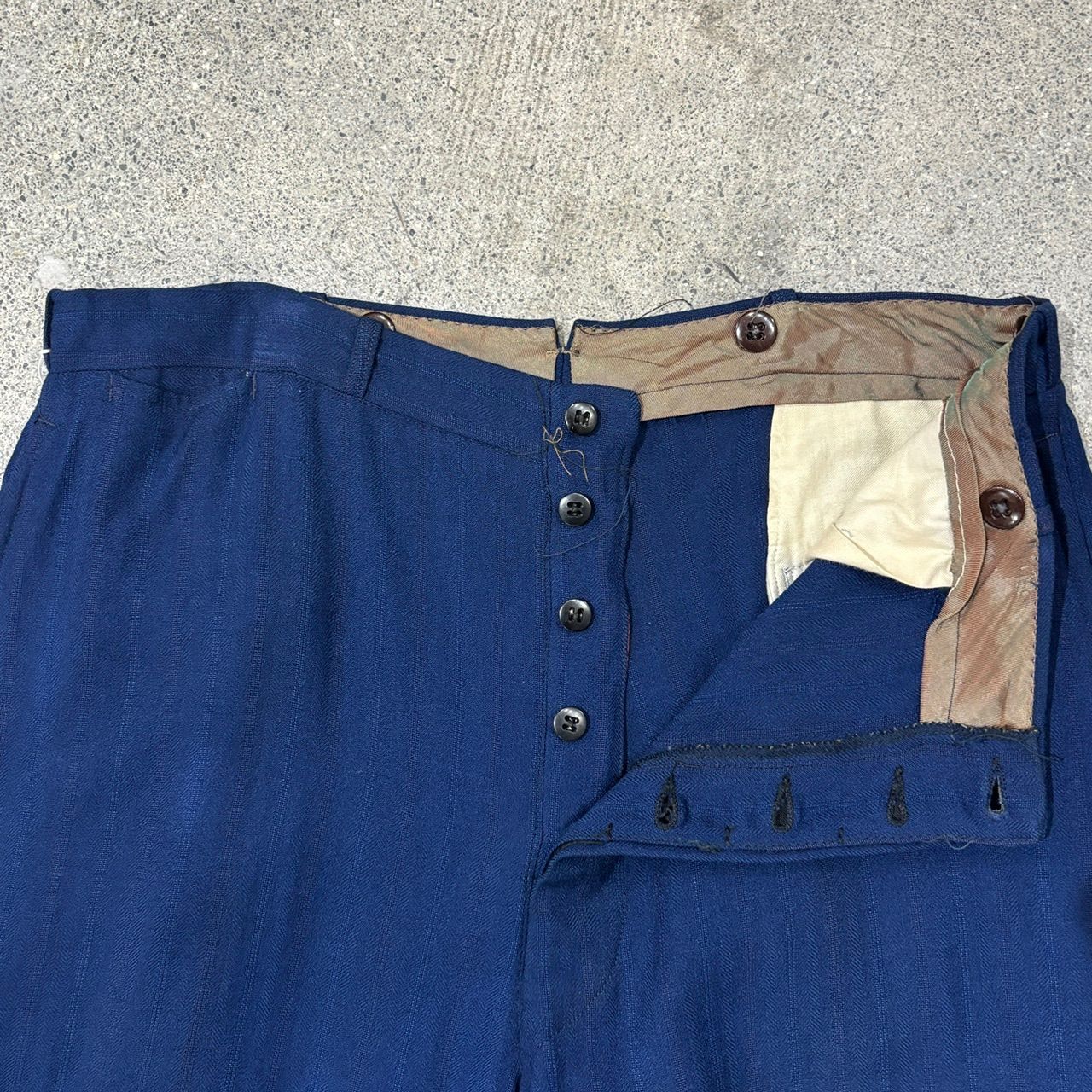 【Unknown】30~50s NAVY Rayon Gabardine Slacks W34 L30 【Unknown】30~50s NAVY Rayon Gabardine Slacks W34 L30