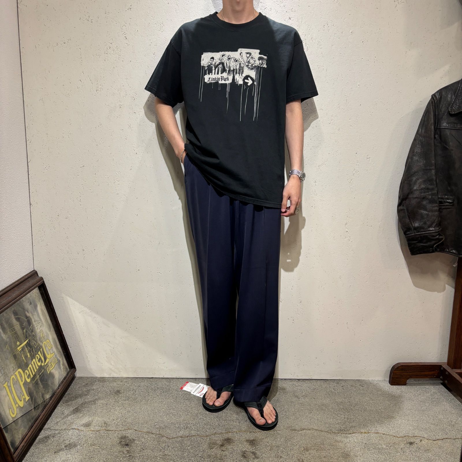 【Unknown】～60s NAVY Rayon Gabardine Slacks W31 L31.5 