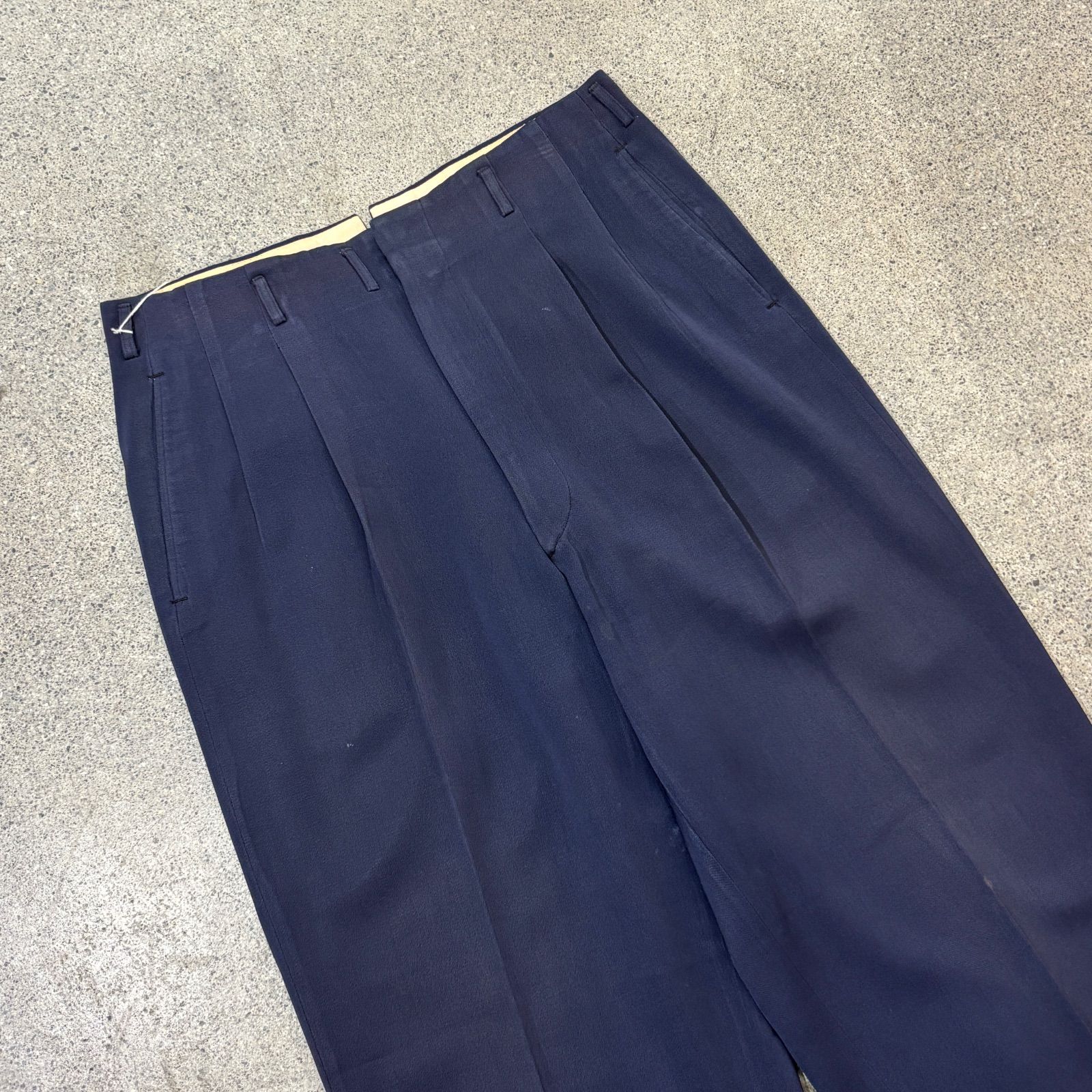 【Unknown】～60s NAVY Rayon Gabardine Slacks W31 L31.5 
