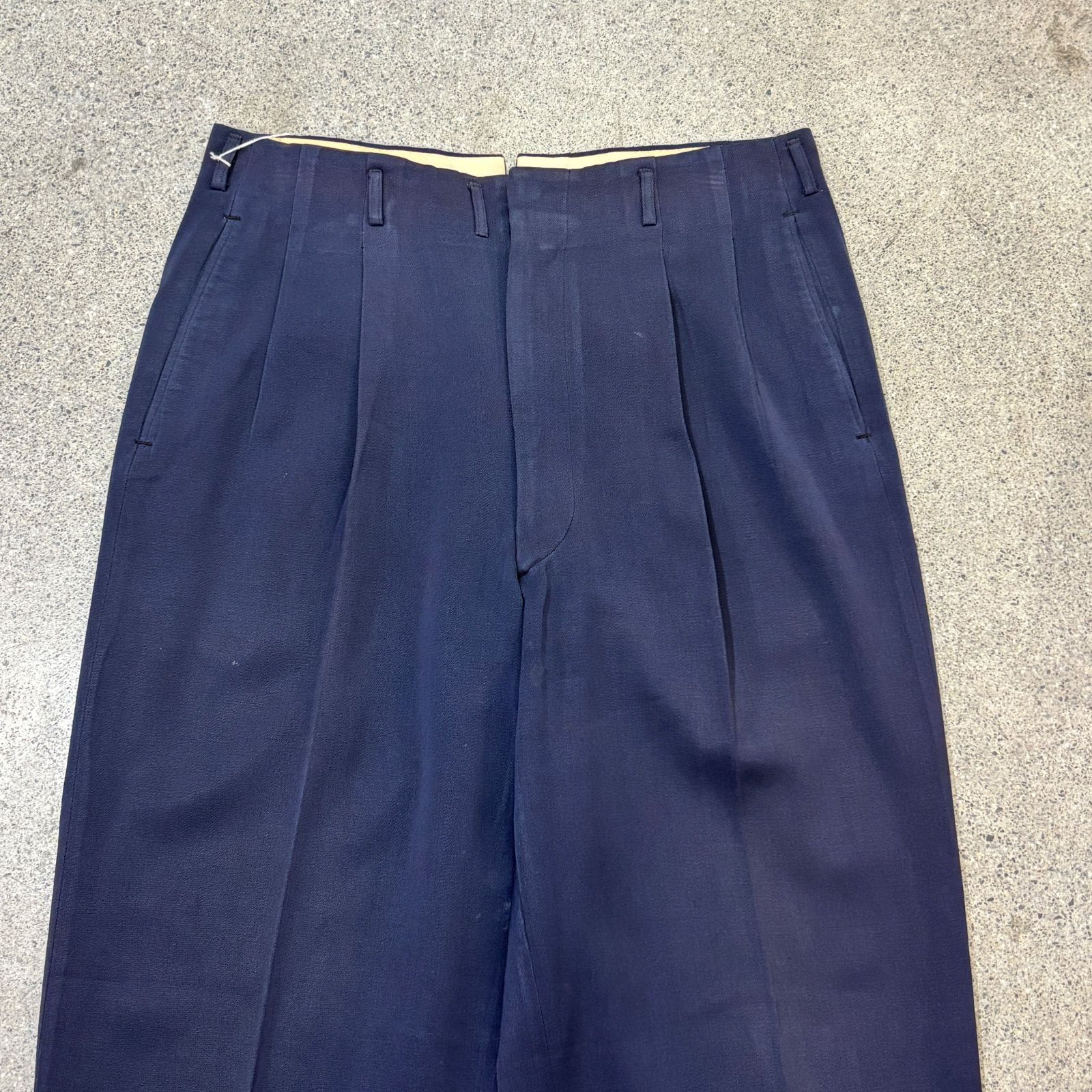 【Unknown】～60s NAVY Rayon Gabardine Slacks W31 L31.5 