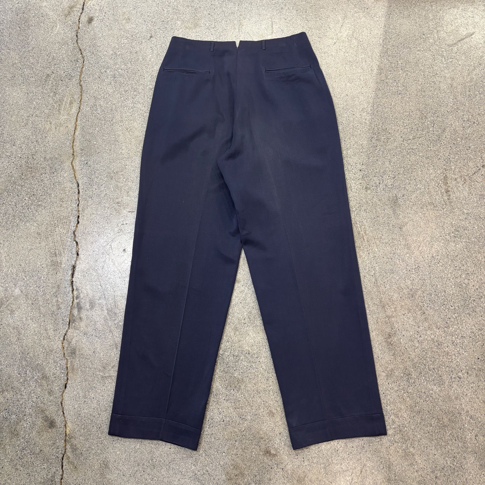 【Unknown】～60s NAVY Rayon Gabardine Slacks W31 L31.5 