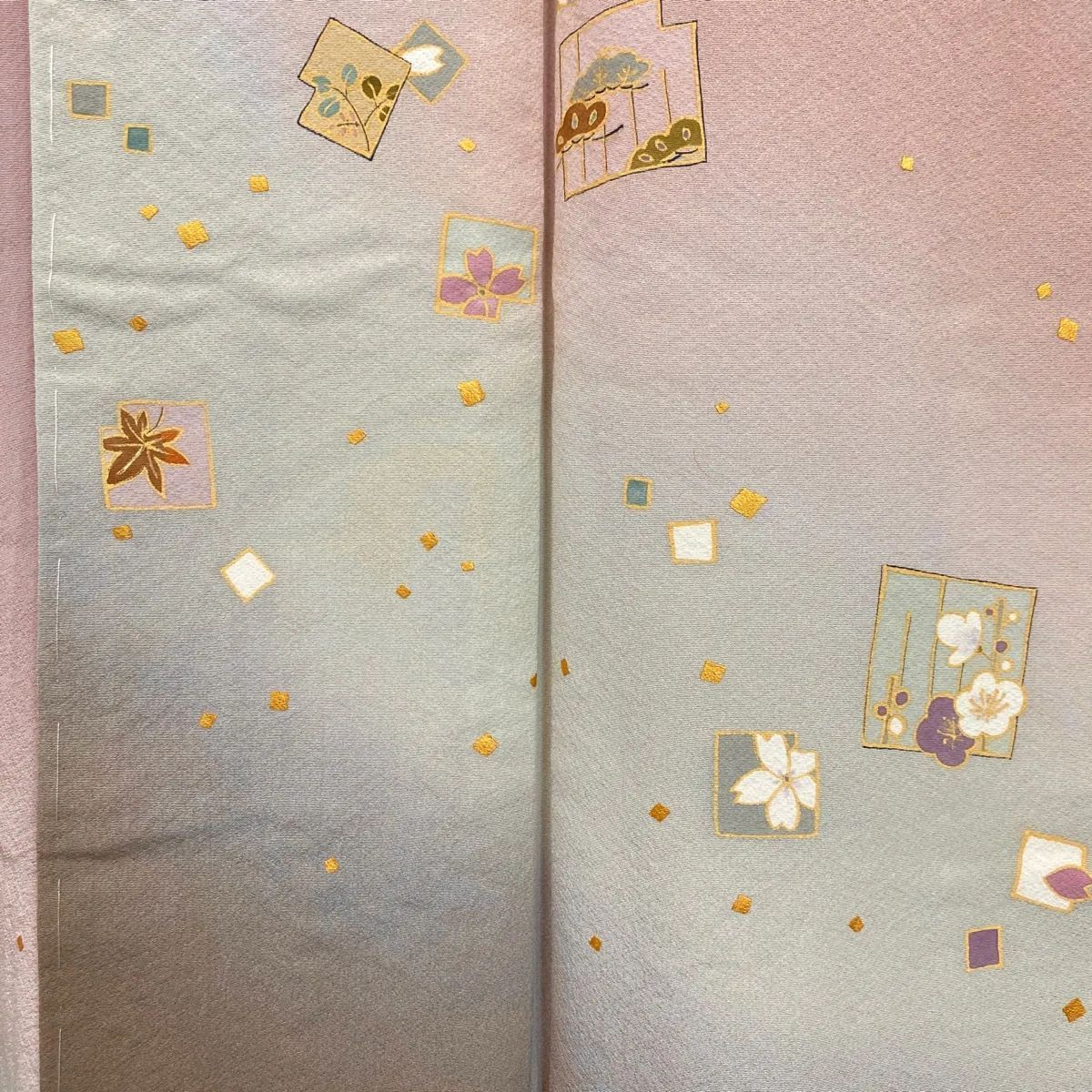 未使用品 金彩 源氏 香桜 正絹 訪問着 K1339 - メルカリ