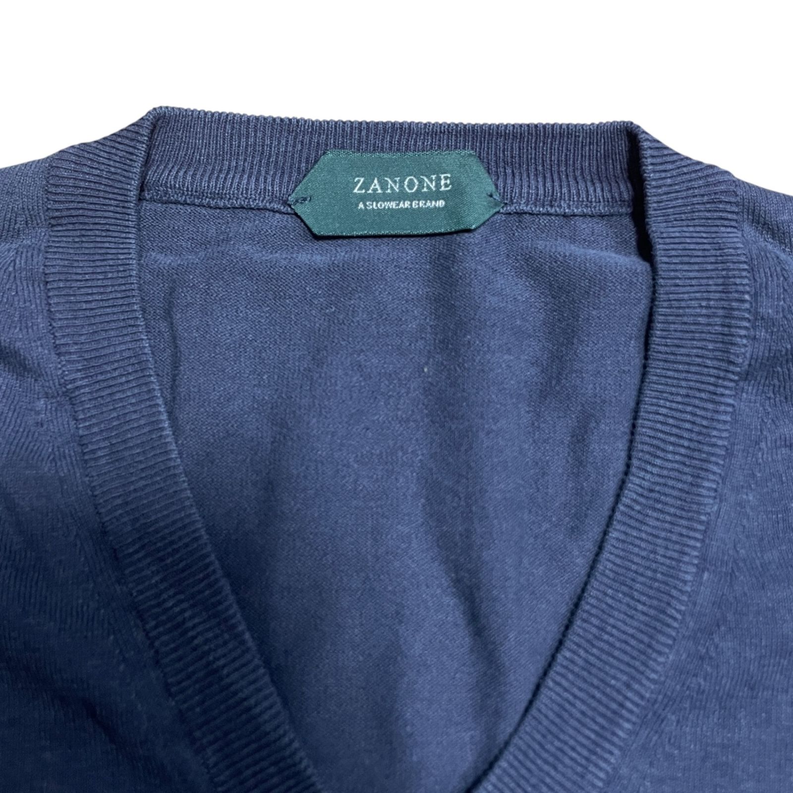 ◇未使用品◇ZANONE ザノーネ Vネック ニット 綿 コットン ネイビー 