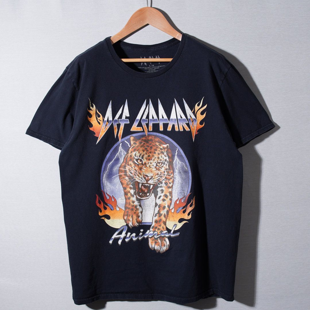 デフレパード Def Leppard Tシャツ L ブラック アニマル レオパード