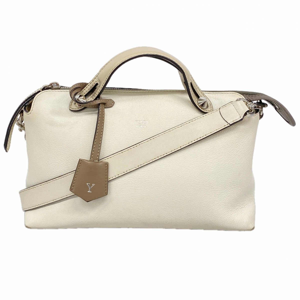 【6ee5091】フェンディ ハンドバッグ バイザウェイ レザー アイボリー シルバー金具 2wayバッグ【中古】レディース