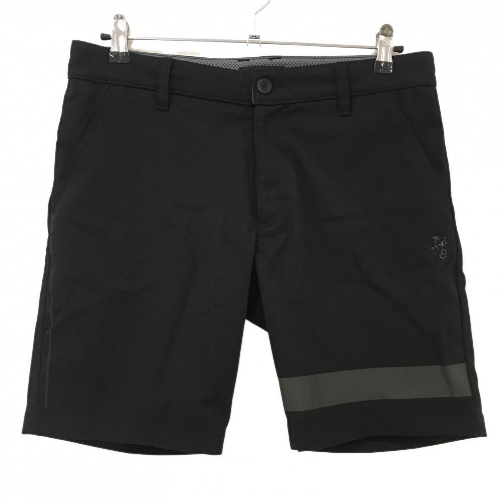 【超美品】ハチヤーズ ハーフパンツ 黒 前裾ライン ストレッチ メンズ M ゴルフウェア 8YARDS