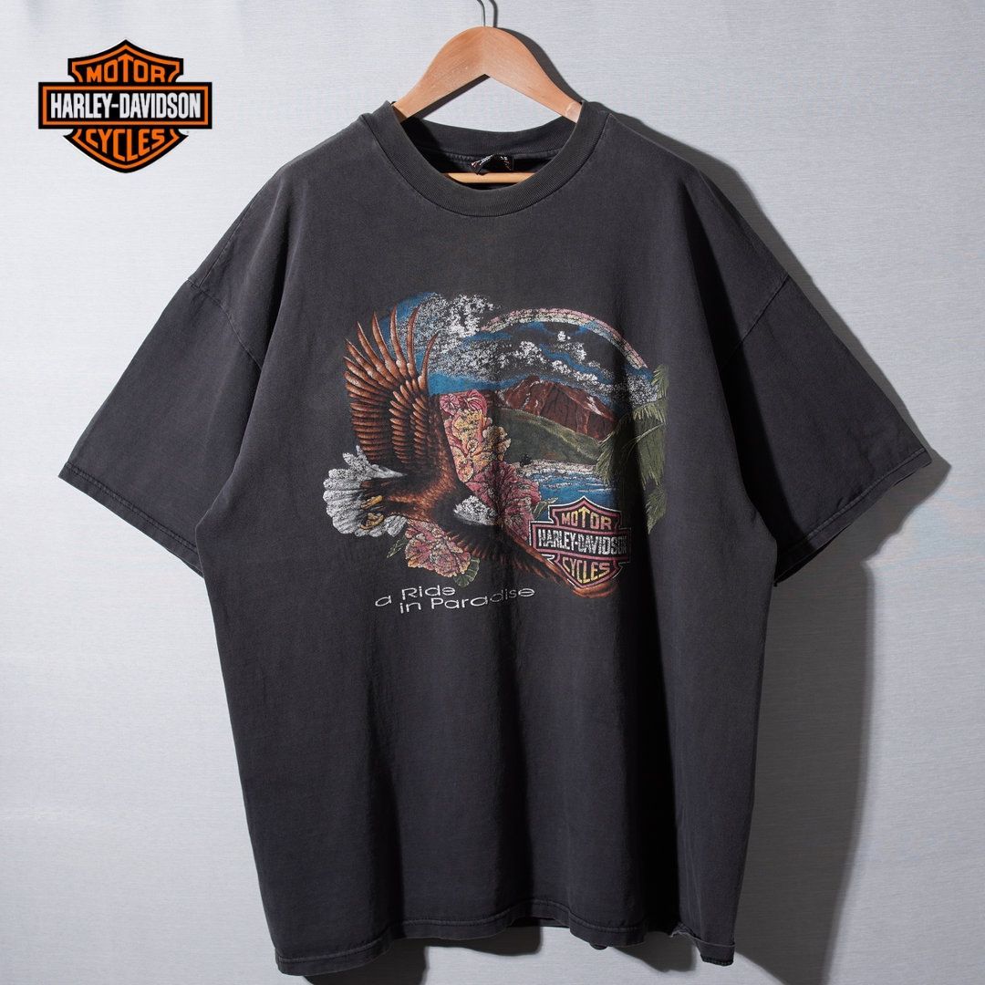 90s USA製 ハーレーダビッドソン Tシャツ XXL ブラック ハーレーT