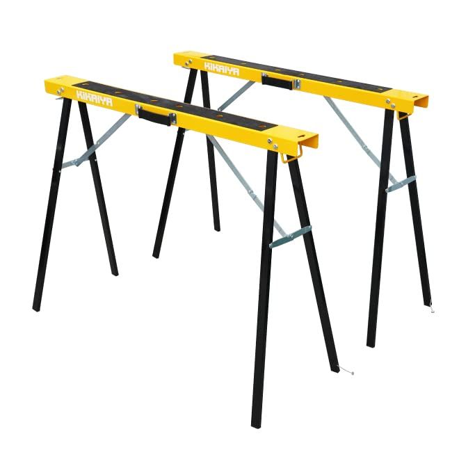 KIKAIYA ソーホース 2台セット 折りたたみ 作業台 荷重80kg ワークテーブル 馬脚 DIY 日曜大工 切断 簡易作業台 SHOｍａ