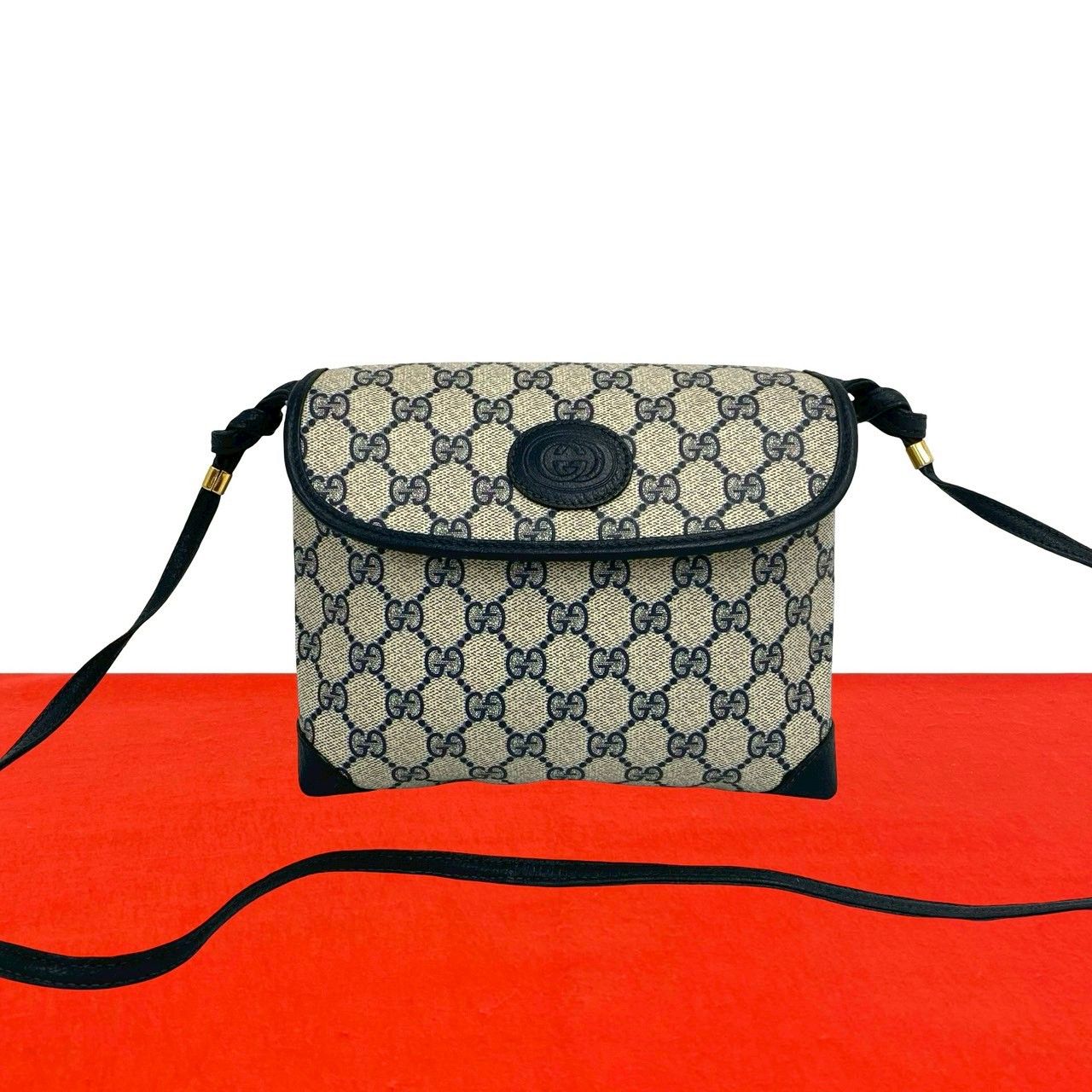 極 美品 GUCCI グッチ オールドグッチ GG ロゴ 柄 レザー 本革 ミニ