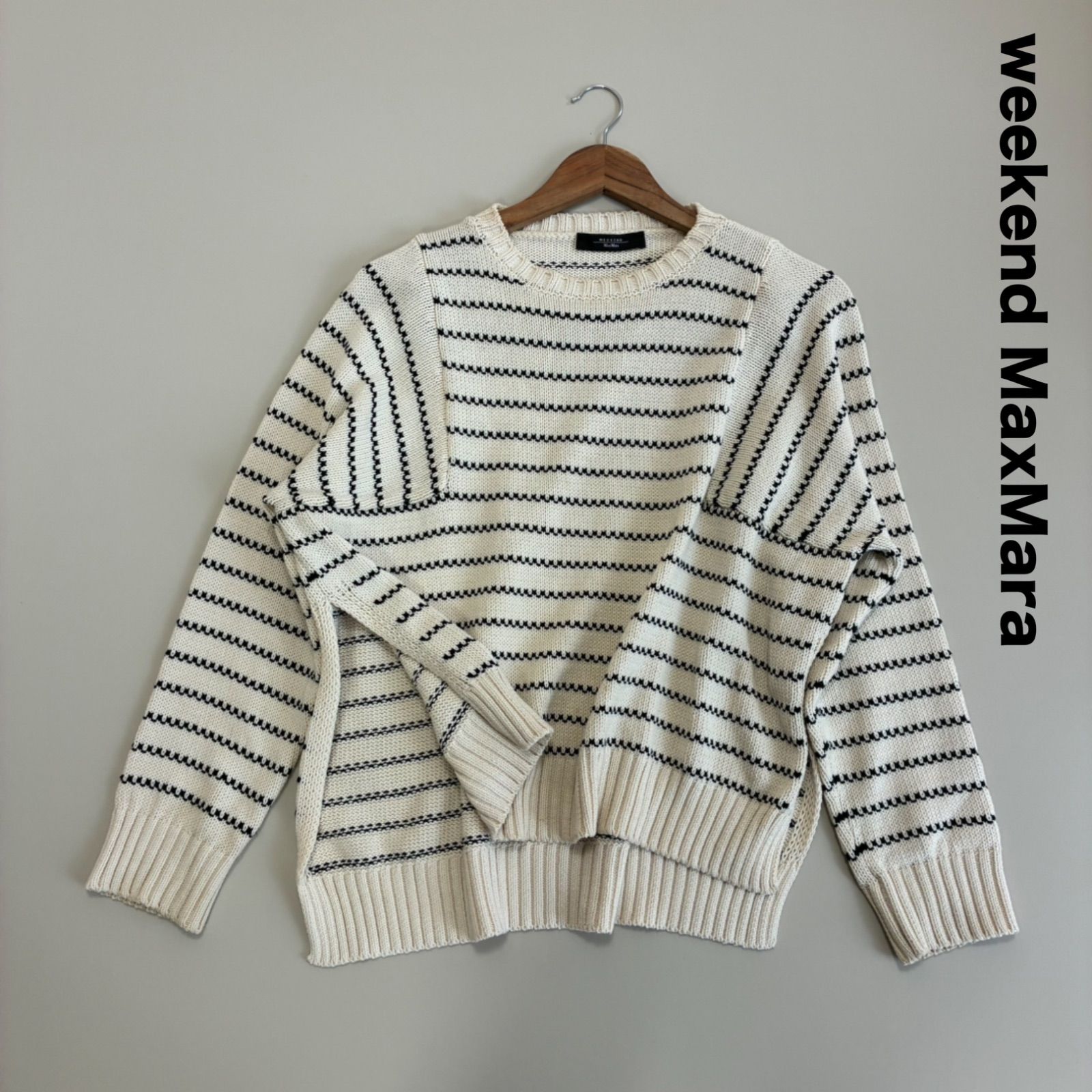 weekend MaxMara マックスマーラ☆ボーダーニット 両サイドロングスリット リラックスシルエット ボクシィ