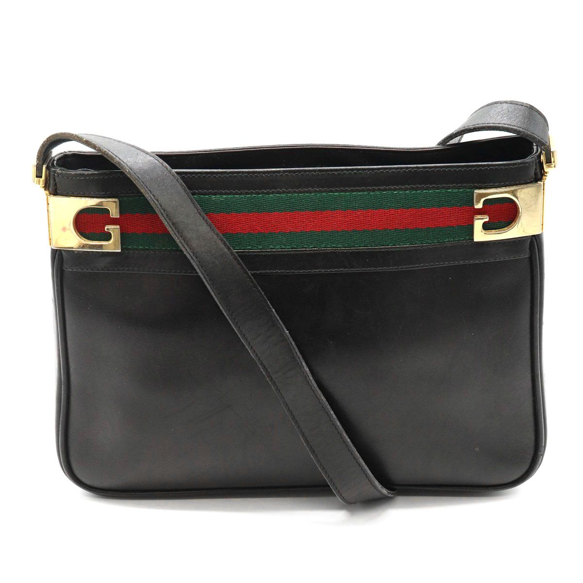 GUCCI グッチ オールドグッチ ショルダーバッグ レザー シェリー ヴィンテージ ブラック レディース