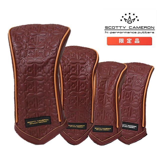 スコッティキャメロン レザー スコッティドッグ ウォールペーパー ウッド ヘッドカバー 4点セット Scotty Cameron Limited Leather Woodcover Set