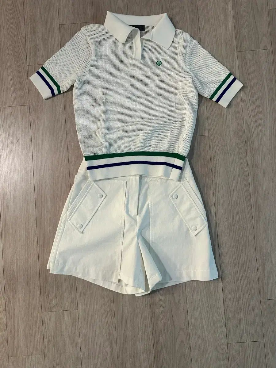 G FORE(ジーフォア) 白 半袖 ニット + ハーフパンツ セット 正規品