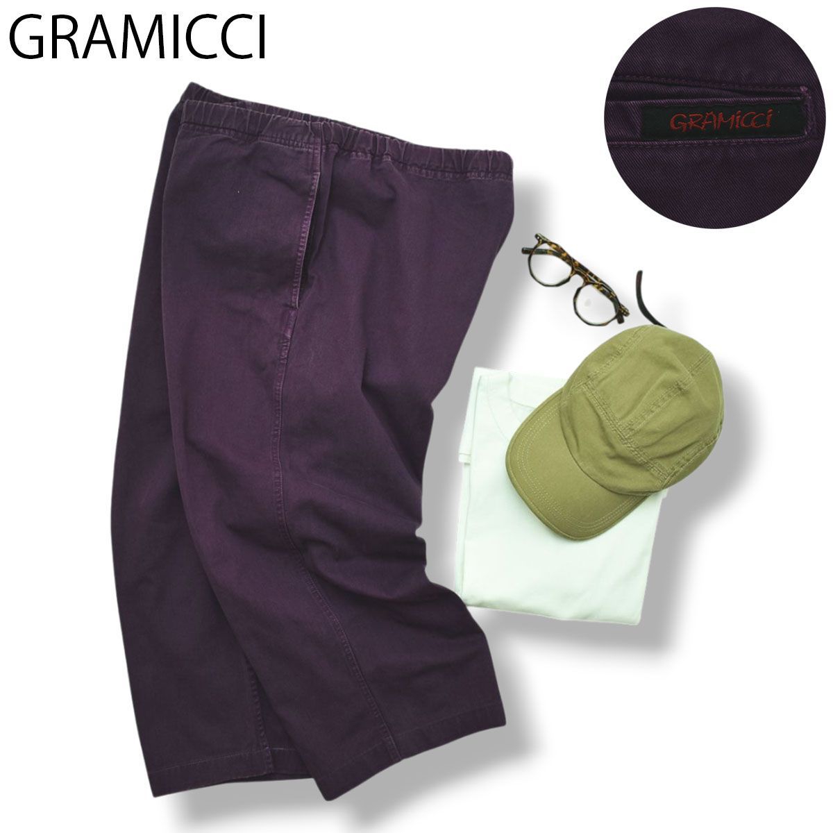インド製 グラミチ GRAMICCI クロップド ワーク クライミングパンツ アウトドア 短パン ショーツ ハーフパンツ L パープル アメカジ ストリート カジュアル メンズ