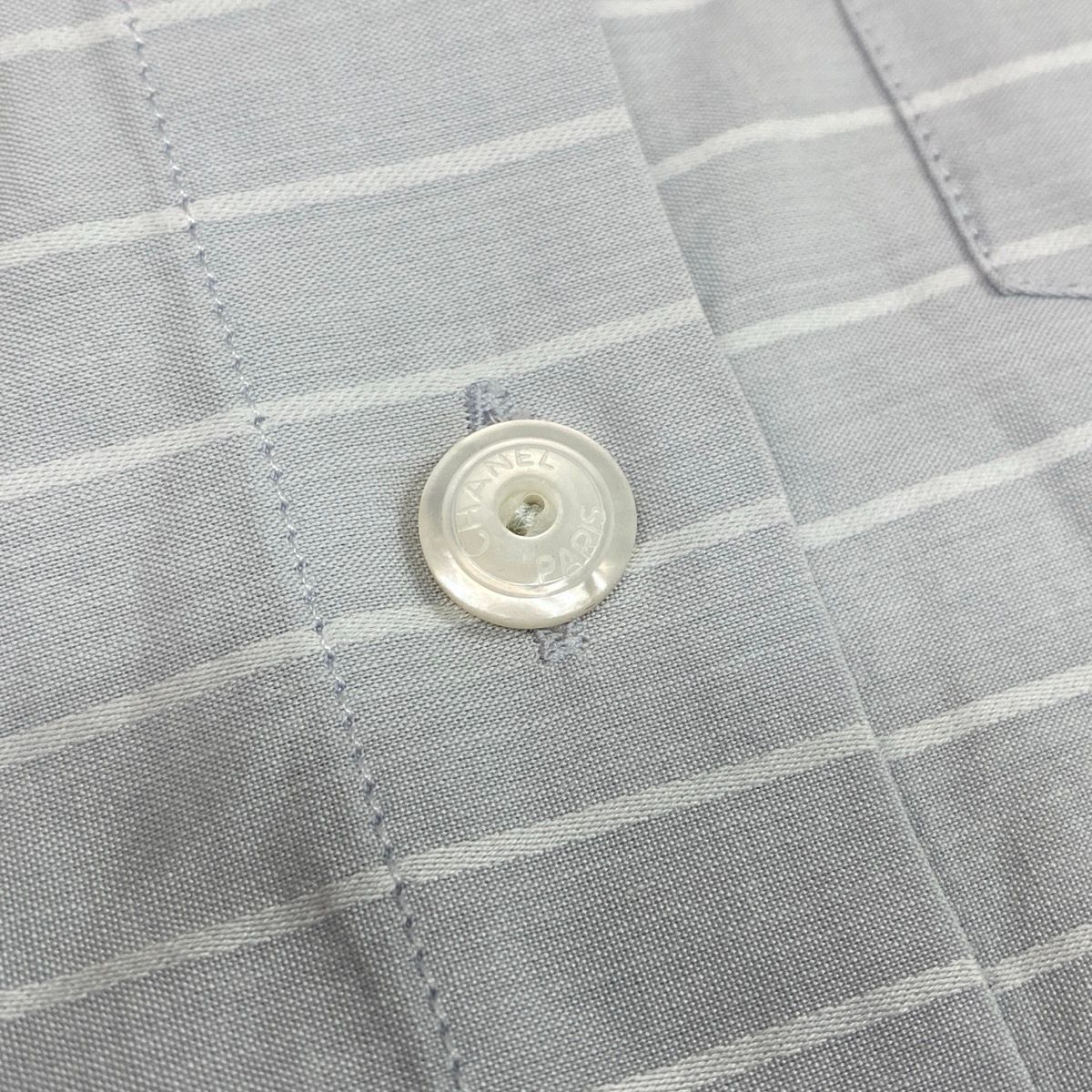 Ce28 CHANEL シャネル 2000年ss IDENTIFICATION 七分袖シャツ 袖ロゴ
