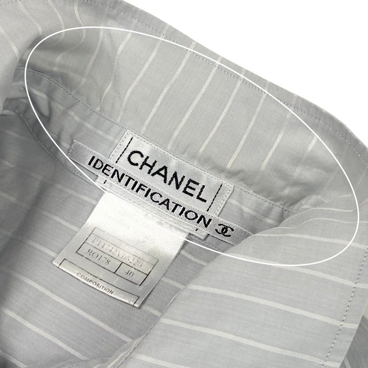 Ce28 CHANEL シャネル 2000年ss IDENTIFICATION 七分袖シャツ 袖ロゴ 