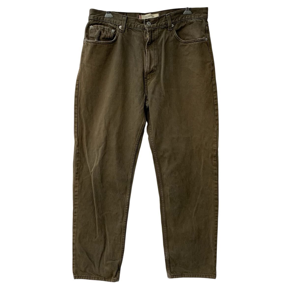 Levi's 550 デニムパンツ W36 カーキ リーバイス ジップアップ 紙パッチ リラックスフィット アメカジ デニム ジーンズ 2605-493