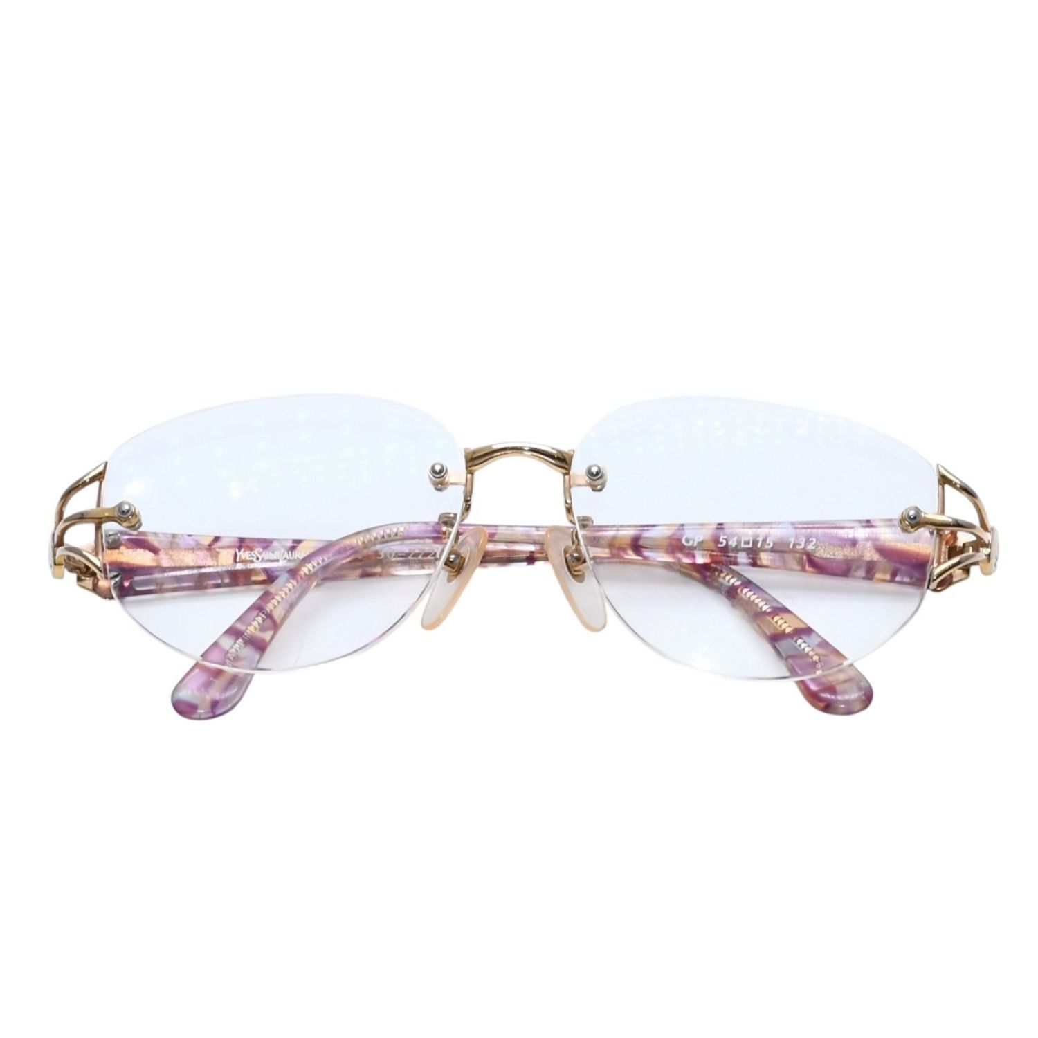YVES SAINT LAURENT イヴサンローラン 度入りメガネ アイウェア 30-7722 サイズ54□15 132 ゴールド マルチカラー 良品 中古 4a002905