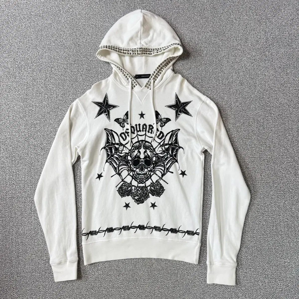 DSQUARED2 スタッズ スカル パンク フーディー Tシャツ S
