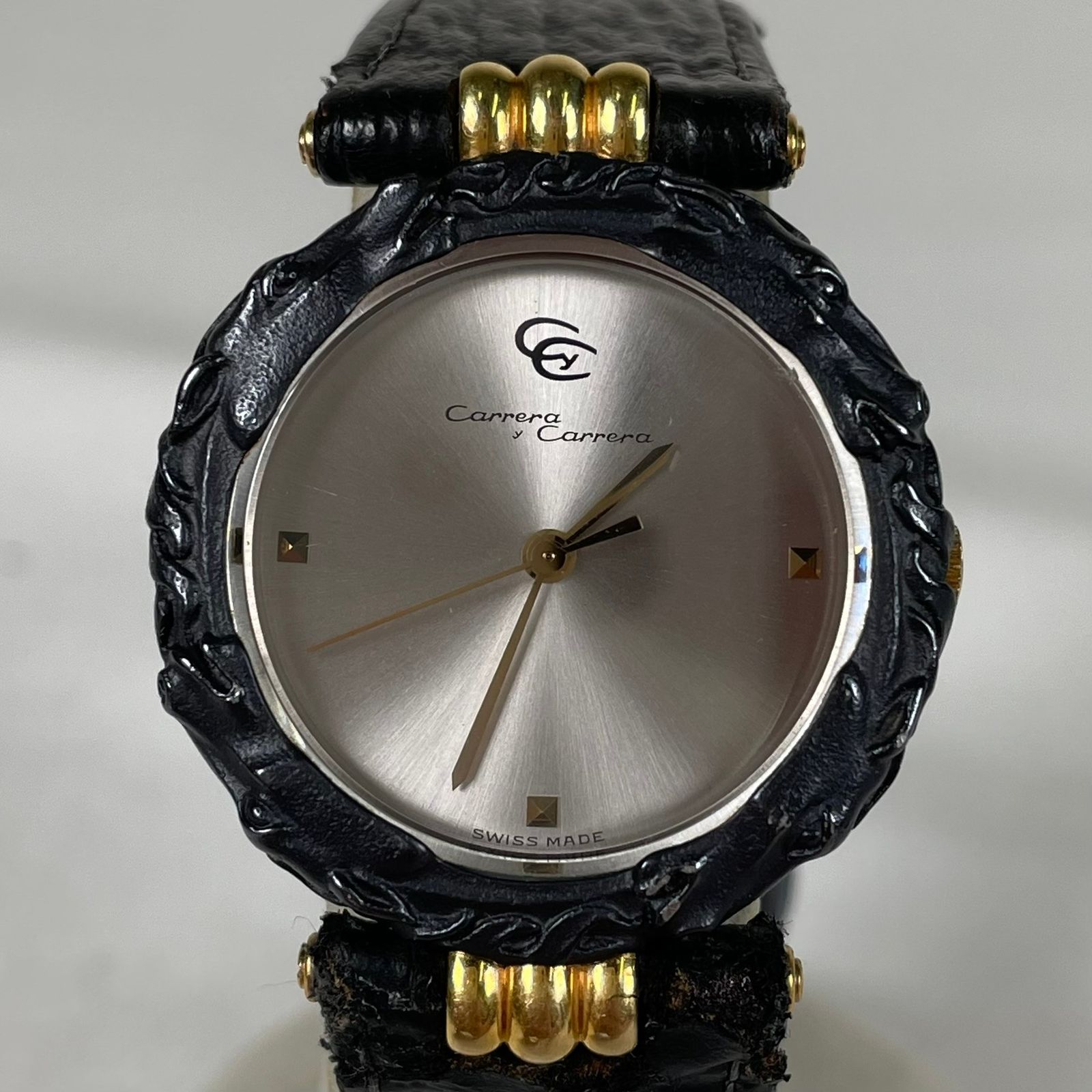Carrera y Carrera 腕時計 クオーツ 黒 ブラック ジャンク CARRERAY CARRERA カレライカレラ 腕時計 クォーツ カバージョ 206 934