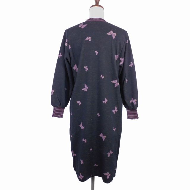 ハナエモリ HANAE MORI Knit ニット ワンピース ミモレ丈 長袖 Vネック