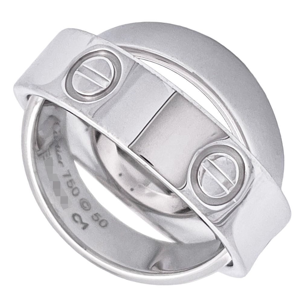 カルティエ Cartier シークレット ラブ リング 指輪 #50 K18WG 10.7g ホワイトゴールド レディース【中古】