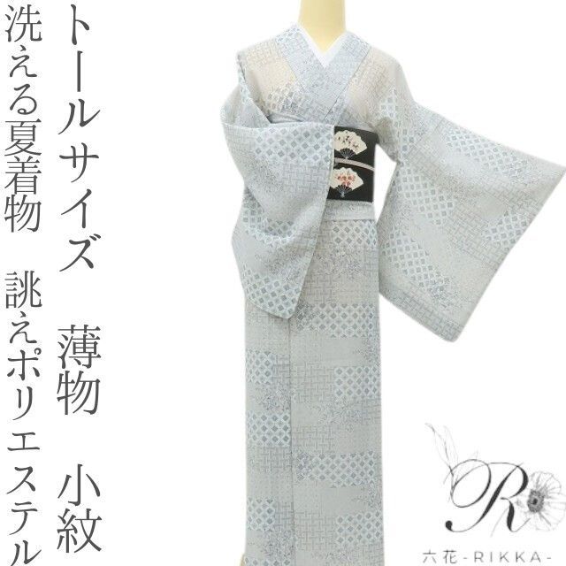 六花-RIKKA- 洗える夏着物 誂えポリエステル トールサイズ 薄物❀涼霞