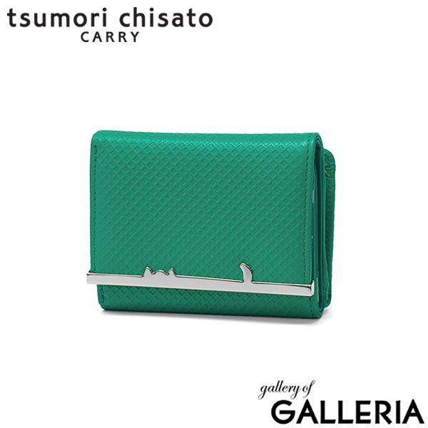 ツモリチサト 三つ折り財布 レディース かわいい ブランド 革 tsumori chisato CARRY 財布 本革 牛革 レザー コンパクト ミニ 小さめ 三つ折り ネコ ミニウォレット 日本製 Cross Emboss ミニ財布 56006 グリーン 11,715円