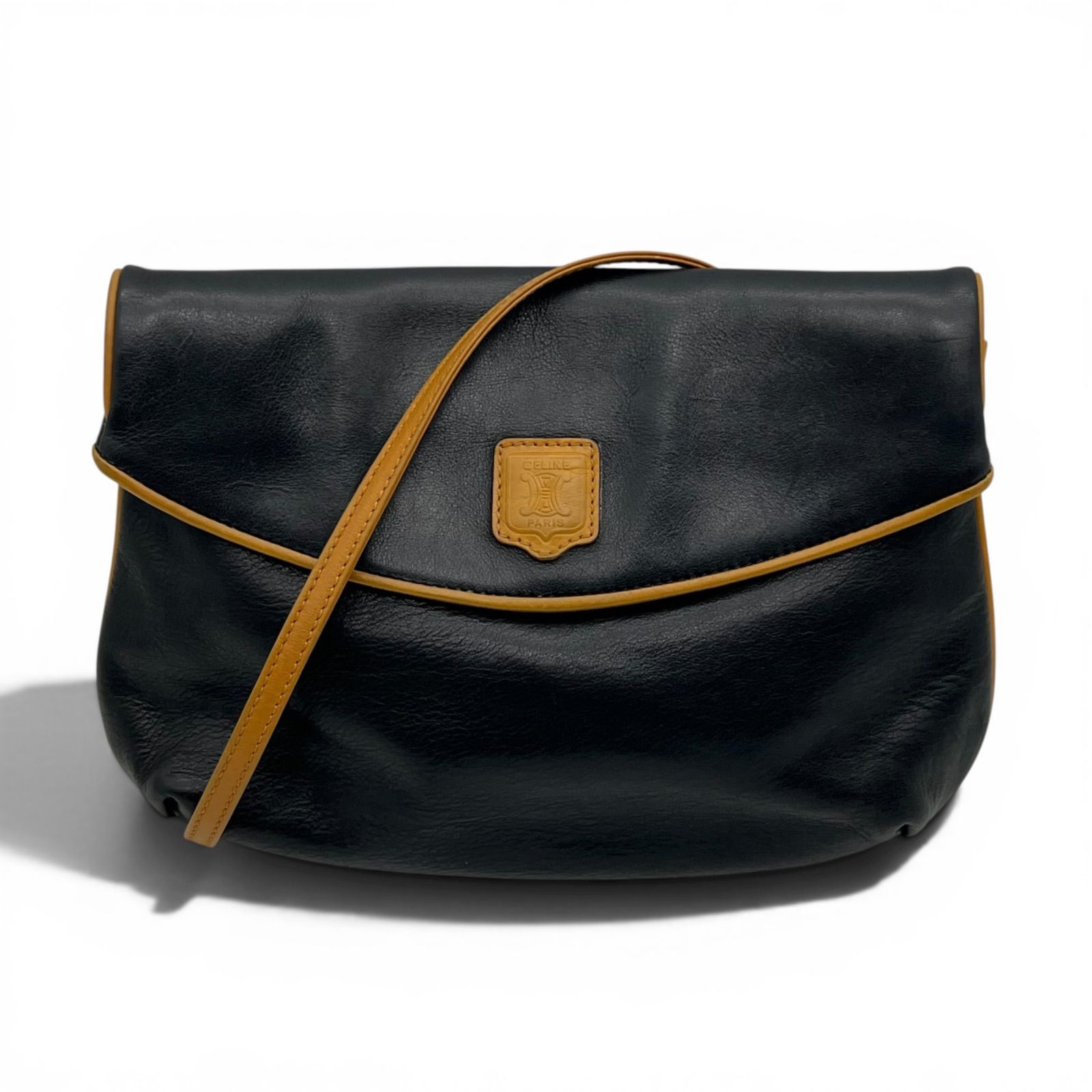 CELINE セリーヌ トリオンフ バイカラー ショルダーバッグ ブラック 