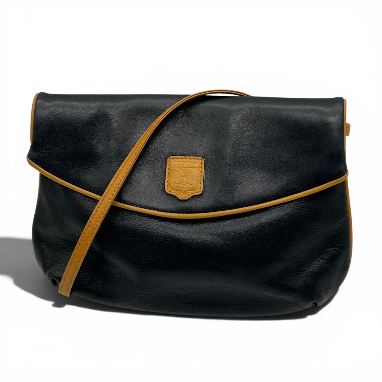 CELINE セリーヌ トリオンフ バイカラー ショルダーバッグ ブラック 