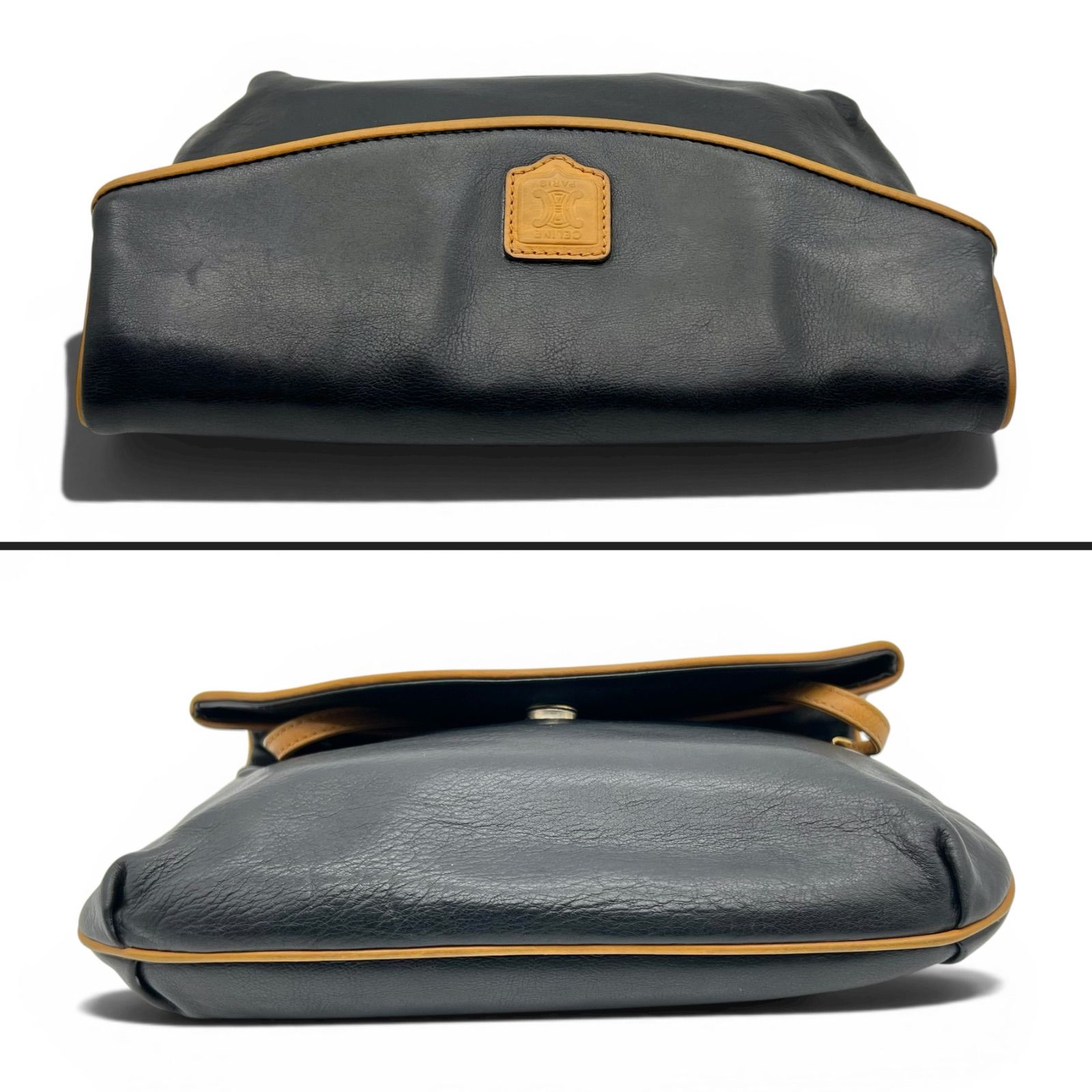 CELINE セリーヌ トリオンフ バイカラー ショルダーバッグ ブラック 