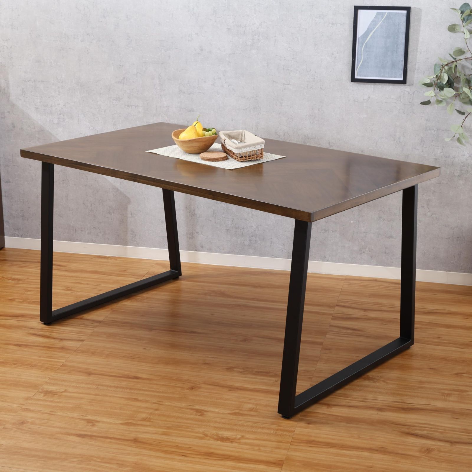 ダイニングテーブル 幅140×奥行80×高さ72cm 単品 不二貿易 食卓 4人用 木目 アイアン DECO ブラウン 52431