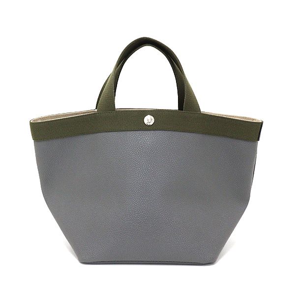 エルベシャプリエ Herve Chapelier リュクス舟型トート M トートバッグ グレー カーキ Aランク【中古】