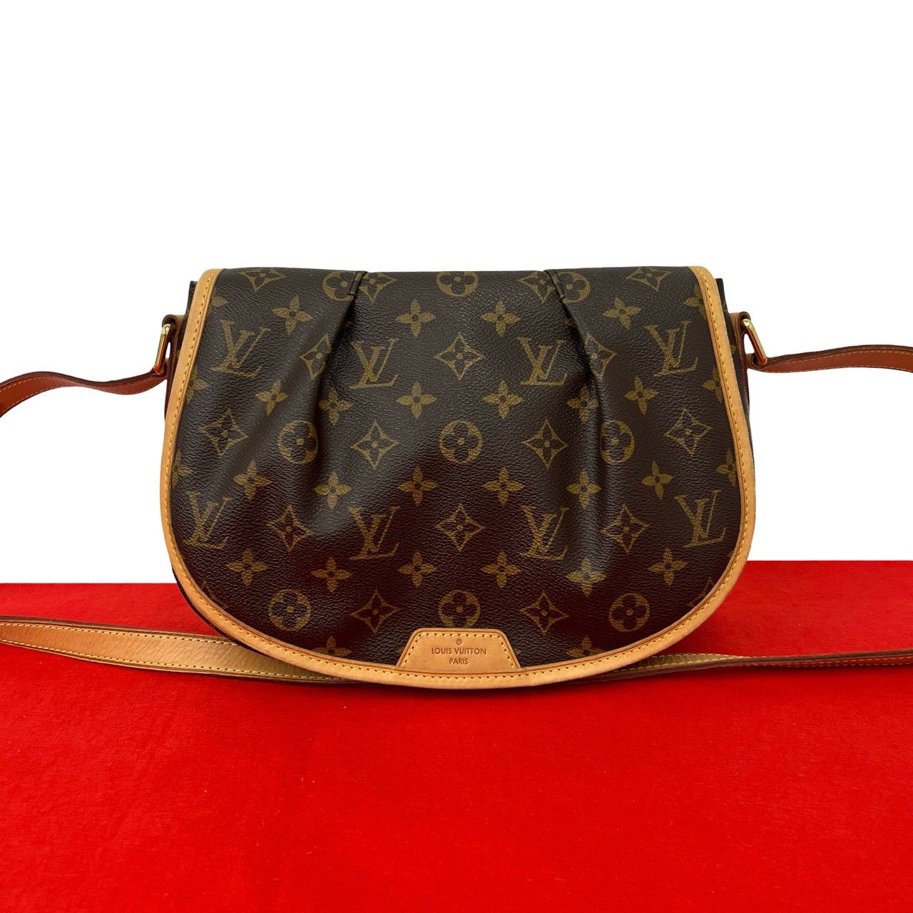 極 美品 LOUIS VUITTON ルイヴィトン メニルモンタン PM モノグラム レザー 本革 ショルダーバッグ ポシェット ブラウン 茶 19517