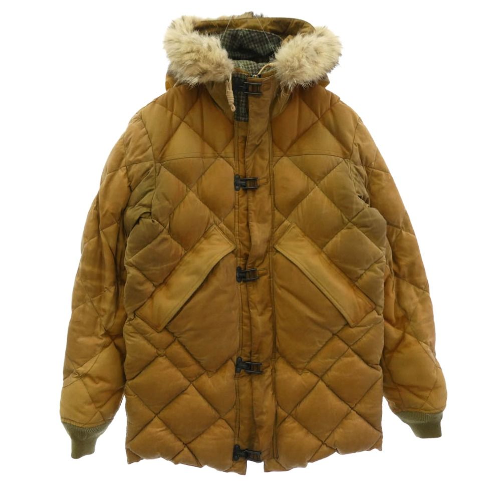 Nigel Cabourn ナイジェルケーボン 8021230050 × Eddie Bauer エディーバウアー GEDDES PARKER ドライワックスコーティング フード付き コヨーテ ファー付き ダウンジャケット 46 【中古】